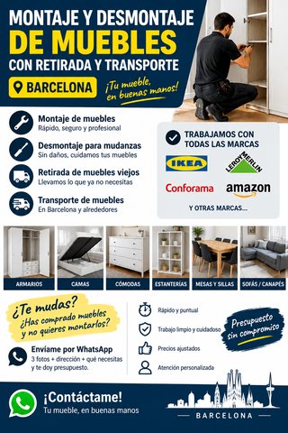 Montaje, desmontaje y retirada de muebles