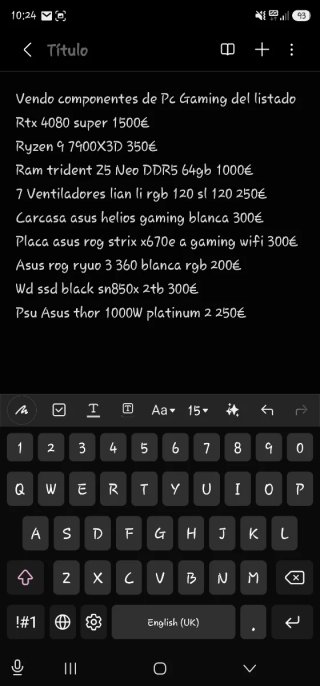 Se vende todo lo que hay en la lista