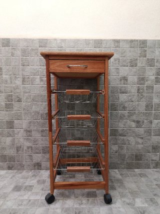 Frutero Verdulero Cocina Madera Cerámica Ruedas
