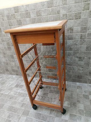 Frutero Verdulero Cocina Madera Cerámica Ruedas