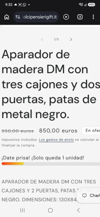 Aparador/Vitrina Madera y Metal