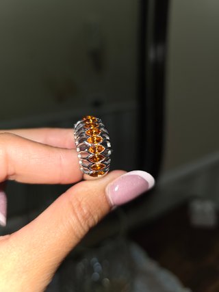 Anello cocktail Platino Pt900 Gemme Arancio anni '