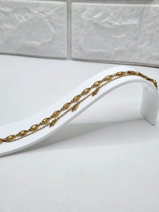 Pulsera doble cadena acero chapado oro