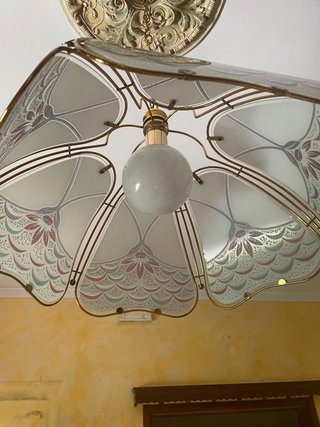 Lampadario vintage vetro e metallo