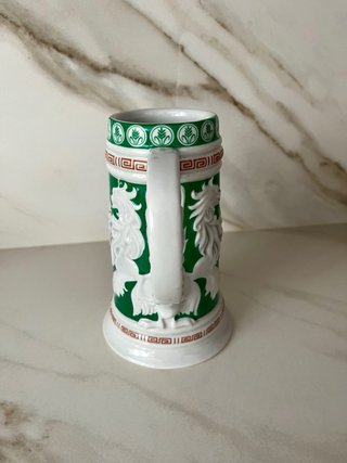 Jarra de cerámica logo San Miguel. Años 70.