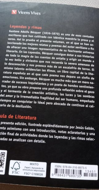 Leyendas y Rimas por Gustavo Adolfo Bécquer libro.