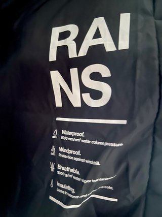 Parka RAINS Negra Talla M (L) A ESTRENAR