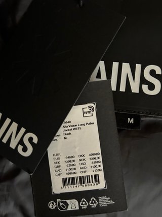 Parka RAINS Negra Talla M (L) A ESTRENAR