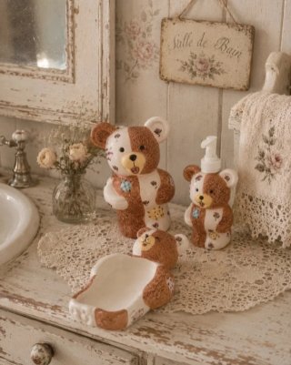 Juego baño oso cerámica