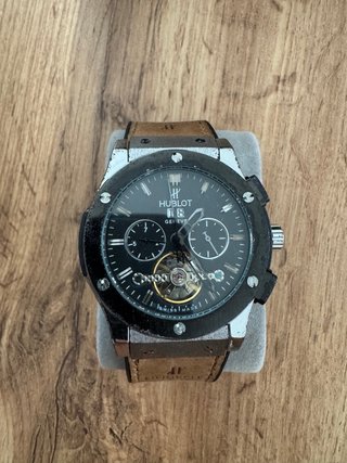 Reloj Hublot Automático Esfera Negra Correa Marrón