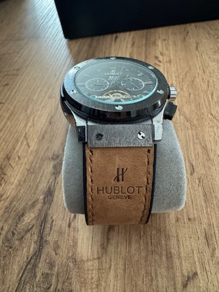 Reloj Hublot Automático Esfera Negra Correa Marrón