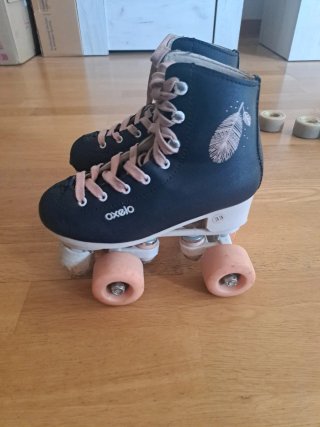 Patines Oxelo 4 Ruedas Azul Rosa