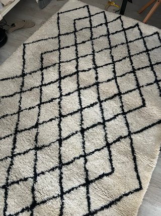 Alfombra Lana hecha a mano. Beige/Negro 200x300 cm