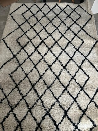 Alfombra Lana hecha a mano. Beige/Negro 200x300 cm