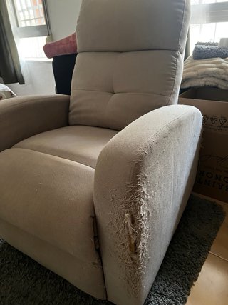 Sillón reclinable beige tela