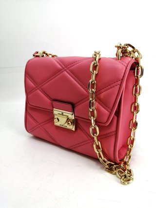 Borsa a spalla piccola Michael Kors Serena in pelle rosa