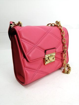 Borsa a spalla piccola Michael Kors Serena in pelle rosa