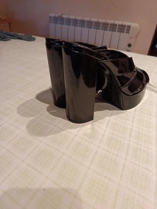 Sandalias Zara Tacón Plataforma Negro Talla 38