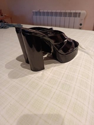 Sandalias Zara Tacón Plataforma Negro Talla 38