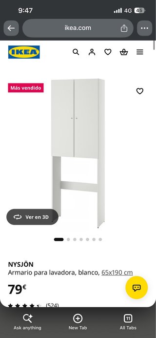 Armario para lavadora NYSJÖN IKEA Blanco