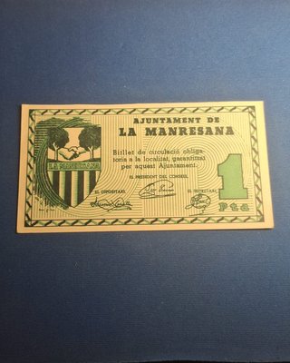 Billete 1 Pta Ajuntament La Manresana Guerra Civil