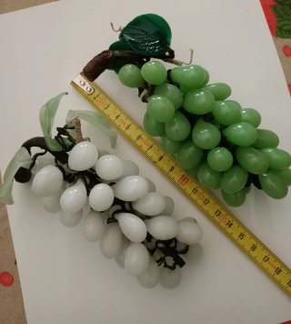 Racimos Uvas Cristal Decorativas Blancas y Verdes