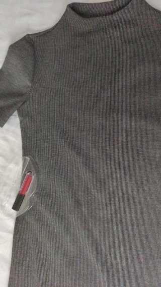 Vestido midi Zara punto canalé gris
