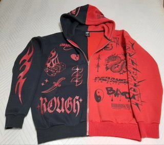 Sudadera con cremallera dividida en dos colores