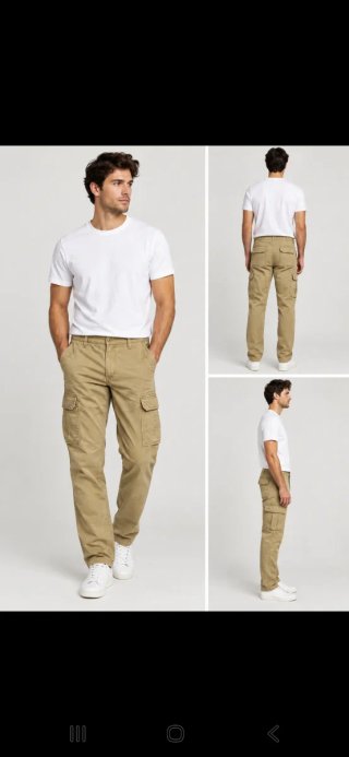 Pantaloni cargo uomo beige