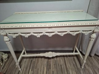 Mesa Consola Vintage Cristal y Madera