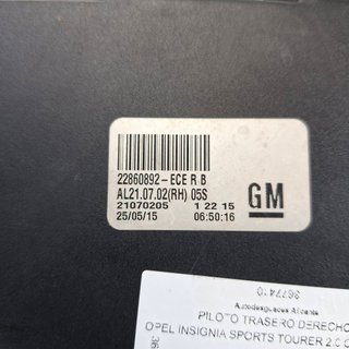 PILOTO TRASERO DERECHO OPEL OPEL INSIGNIA SPORTS TOURER 2008-2013