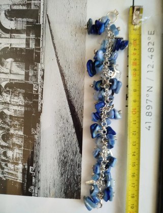 Pulsera Plata Colgantes Piedra Sodalita.