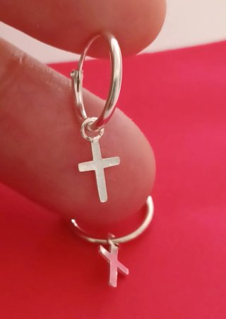 Aros de plata con cruz en Real plata de ley
