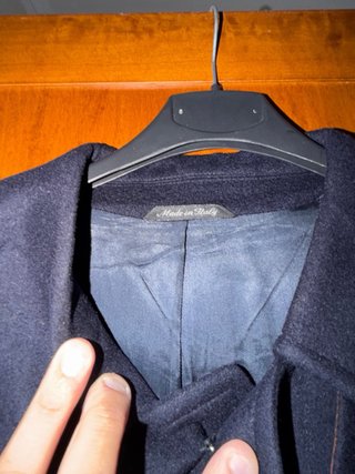 Cappotto Uomo Blu Notte / Nero In Lana Giaccone