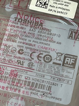 Disco Duro Toshiba 320GB SATA