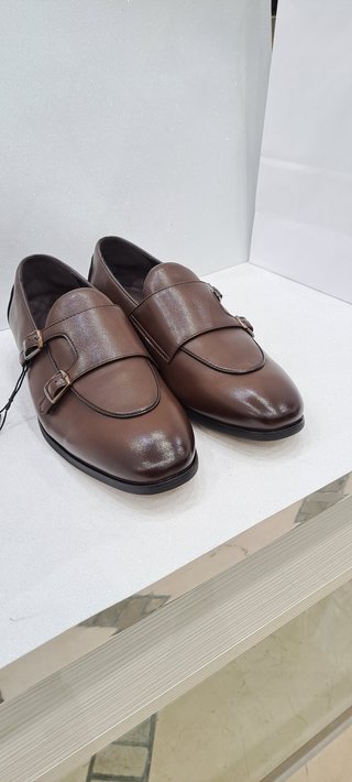 Scarpe doppia fibbia similpelle marrone 43