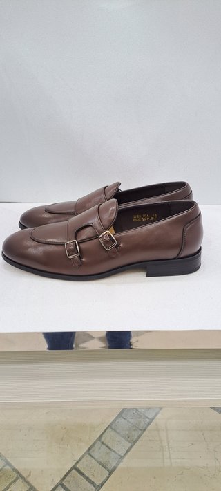 Scarpe doppia fibbia similpelle marrone 43