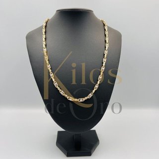 CADENA BARBATE CLAVOS BICOLOR. Oro 18K.