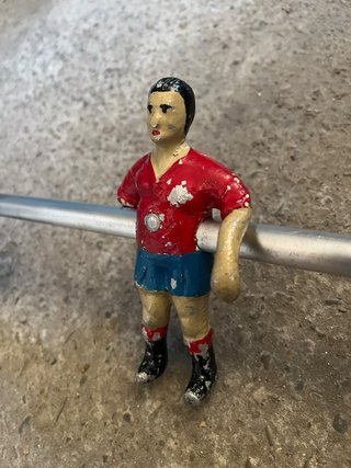 Perchero futbolín jugadores años 60.