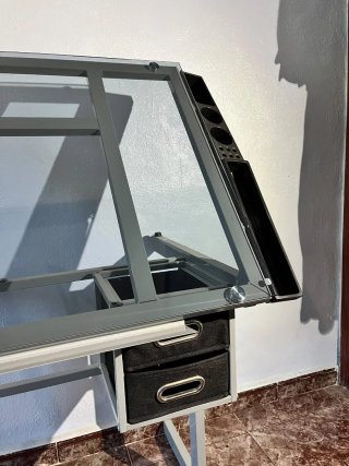 Scrivania da Disegno Inclinabile in Vetro