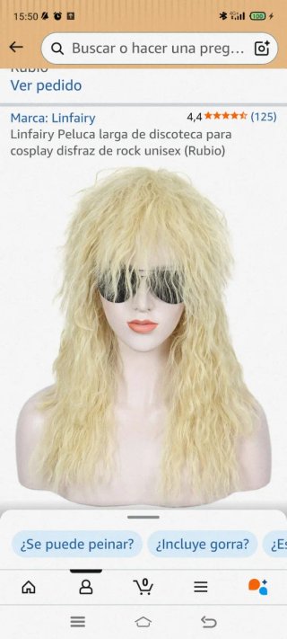 Peluca Linfairy Rock Disco Unisex Rubio