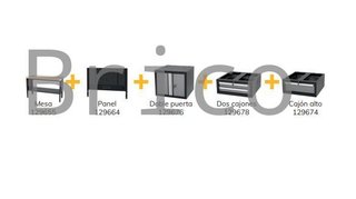 Mesa Trabajo Modular 1525mm Tres Cajones Puerta y Panel Alyco 192650