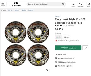 Ruedas Skate Bones SPF Tony Hawk 56mm 84B