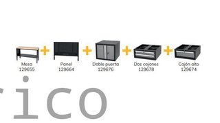 Mesa Trabajo Modular 1525mm Tres Cajones Puerta y Panel Alyco 192650