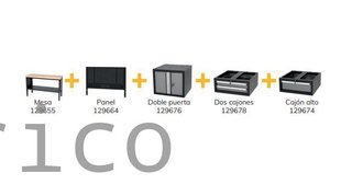 Mesa Trabajo Modular 1525mm Tres Cajones Puerta y Panel Alyco 192650