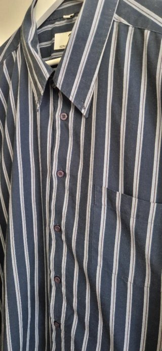 Camisa Sergio Maldini Rayas Gris y Blanca