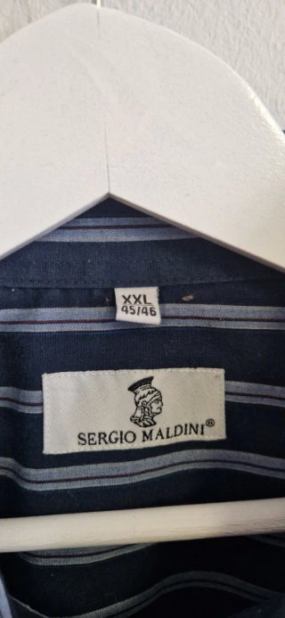 Camisa Sergio Maldini Rayas Gris y Blanca