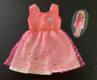 Vestido Nancy Rosa Estrellas Doradas