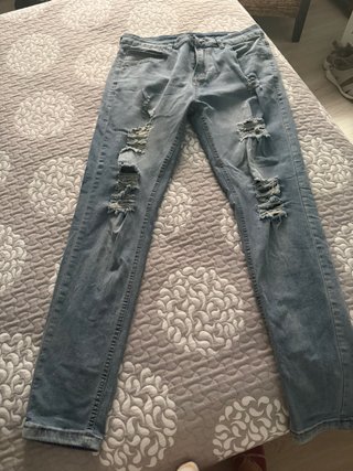 Pantalón vaquero desgastado azul
