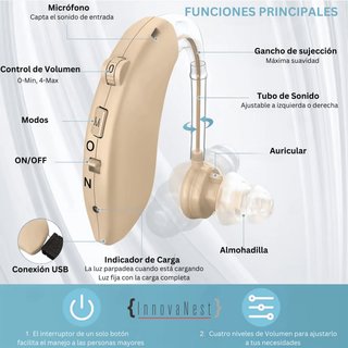 Audífono Recargable BTE Beige